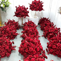 Bouquet de fleurs artificielles de luxe rouge bordeaux, design élégant, haute qualité, durable, décoration florale pour événements, centre de table de mariage