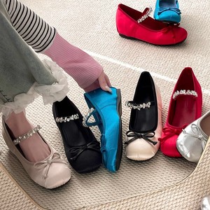 Nuove <span class=keywords><strong>Ballerine</strong></span> Mary Jane da <span class=keywords><strong>Donna</strong></span> con Tacco Grosso in Raso per Primavera Estate, con Strass e Catena, Interno Rialzato - Product Image 3