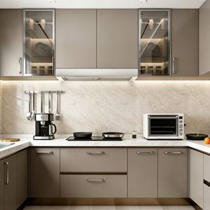 Gabinetes de Cocina Modernos de Lujo en Beige 2026, Juego de MDF y Melamina Personalizado con Almacenamiento de Puerta de Vidrio y Electrodomésticos Integrados - Product Image 2