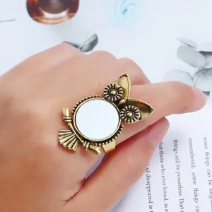 KQ-27 India Antique Adjustable Cuff Rings Vintage Jewelry Animal Big Owl Ring