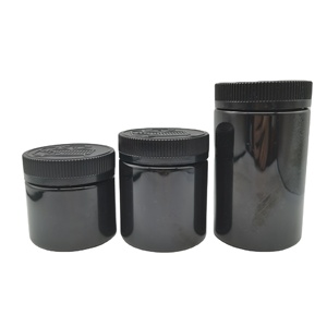 160ml 220ml 360ml black plastic jar pet container with childproof screw lid for hemp storage bottle