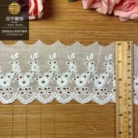 LEIXUSI Bordure en dentelle de coton blanc de 4 cm, broderie soluble dans l'eau pour accessoires de pyjama et de vêtements, vente en gros