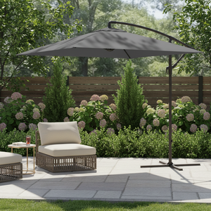 Sombrilla Gris de 3m con Poste Lateral para Jardín, Patio, Base en Forma de Banana, Radio de 3m - Product Image 3