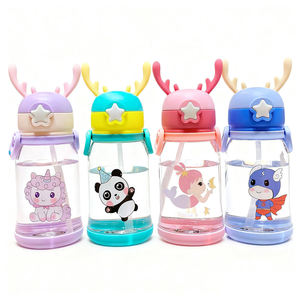 Bouteille d'eau pour enfants en dessin animé pour l'école, les voyages ou les sports et les activités de plein air, bouteille d'eau avec paille, bec anti-fuite - Product Image 1