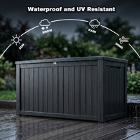 Boîte de rangement extérieure XXL en résine imperméable de 180 gallons, verrouillable, noire, grande, pour meubles de patio