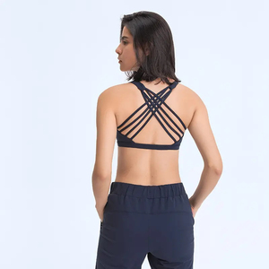 Fitness giysileri Yoga seksi BraWomen çapraz geri ince kemer toplanan sıkı çıplak spor spor sutyen kırpma üst - Product Image 1
