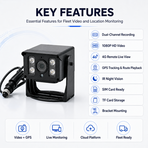 Caméra de véhicule ES803 1080P avec suivi GPS GLONASS GSM, vidéo en direct, surveillance à distance, vision nocturne <span class=keywords><strong>IR</strong></span>, IP67, pour camions, bus, taxis, flotte - Product Image 2