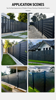 Clôture de villa moderne en aluminium noir avec persiennes, design ventilé pour un flux d'air optimal, revêtement poudré, imperméable et durable