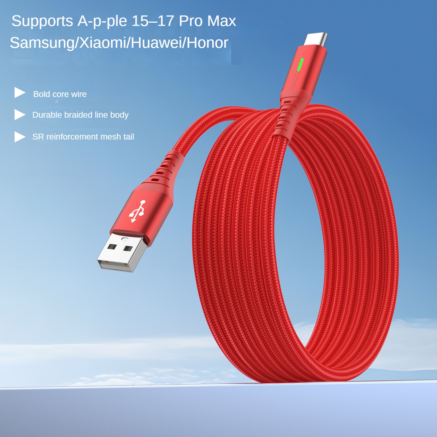 Câble USB-C en nylon Tianzhu rouge
