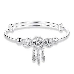 2023 Hot Sale Traum fänger Netz Sterling Silber Armreif Mode Mädchen Stil Silber Ring Quaste Armband