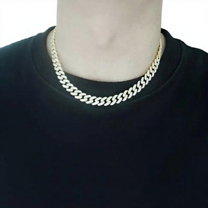 Collar de Eslabones de Moissanita Sostenible y Audaz, Cadena de Lujo de Inspiración Ecológica, Joyería de Moda al por Mayor, Elegante, Unisex, para Boda - Product Image 1
