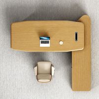 Boîte de rangement en forme de L moderne et convertible en MDF écologique, finition thermoformée durable, bordure en PVC de 2 mm, pieds en acier courbés, avec système de verrouillage par câble