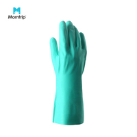 Gants de sécurité universels doublés en Nitrile, gants à longue manchette résistante aux produits chimiques, couleur verte, idéal pour le travail et la maison, 20 pièces