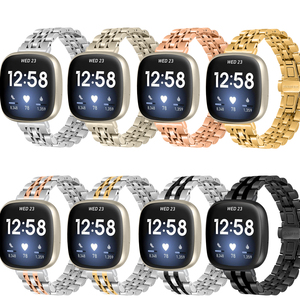 <span class=keywords><strong>Bracelet</strong></span> en métal à sept maillons HYX <span class=keywords><strong>Sport</strong></span>, <span class=keywords><strong>bracelet</strong></span> réglable à boucle papillon, <span class=keywords><strong>bracelet</strong></span> de montre en acier inoxydable, compatible avec <span class=keywords><strong>fitbit</strong></span> Versa4 Versa3 - Product Image 2