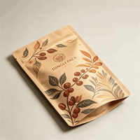 Sachet Doypack Kraft Imprimé Personnalisé avec Fenêtre Zippée pour Emballage de Grains de Café Torréfiés, Vente au Détail et en Gros
