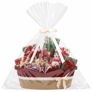 Caja Decorativa Vacía con Cintas y Bolsa de Cuerda Tejida, Cesta de Regalo Navideña, Almacenamiento para Regalos con Asas, Decoración del Hogar - Product Image 1