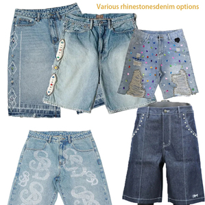 Short en jean d'été taille haute pour homme Coupe ample Respirant avec cordon de serrage Short en jean à motif solide pour homme - Product Image 5