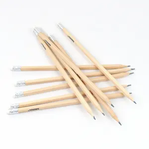 Lápiz de madera natural a granel con logotipo personalizado promocional, lápices de agarre hexagonales, lápiz de grafito HB