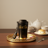 Tasse isotherme portable en céramique motif fleur de lys, idéale pour les voyages et la voiture