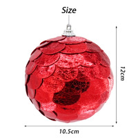 Boule de Noël miniature en gros, paillettes argentées/rouges/dorées, texture écaille, ornement à suspendre pour sapin de Noël, décoration de fête familiale