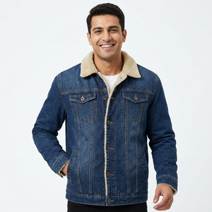 Chaqueta vaquera de invierno para hombre, novedad de OEM, venta al por mayor, abrigo con forro de lana cálido, prendas de vestir, Chaquetas vaqueras informales, logotipo personalizado - Product Image 1
