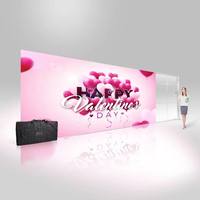 Mur d'arrière-plan portable personnalisé en tissu SEG avec cadre pliable et extrusions en PVC pour exposition commerciale