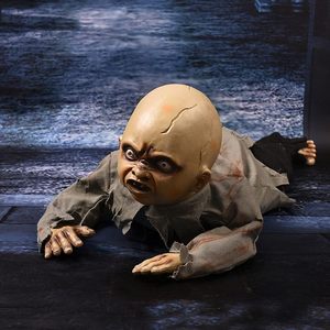 DAMAI Halloween Decoration Animated Crawling Zombie with Sound Sensor Scary Ghost Baby Doll with Flashing Eyes for Outdoor Decor - Product Image 3