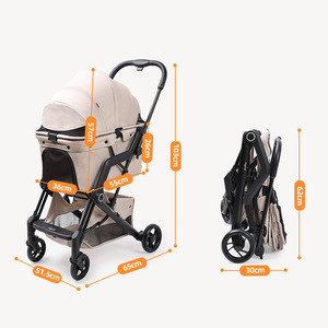 Passeggino Pieghevole a 4 Ruote per Cani e Gatti di Piccola/Media Taglia, Chiusura Rapida con Un Solo Tocco, Copertura Parasole, Freno a Pedale, Capacità 30kg, Ideale per Viaggi - Product Image 3