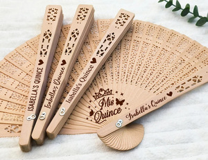 Ventaglio Pieghevole in Legno Liscio da 20CM per Matrimonio, Ventaglio Portatile Personalizzabile con Stampa e Incisione, Regalo di Compleanno Vintage - Product Image 3