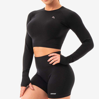 Design de mode femmes haut court couleur unie manches longues ensembles sexy femmes haut de flic