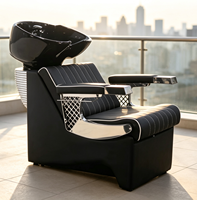 Station de lavage de cheveux de qualité supérieure avec design élégant et cadre chromé, chaise de shampooing pour salon de coiffure
