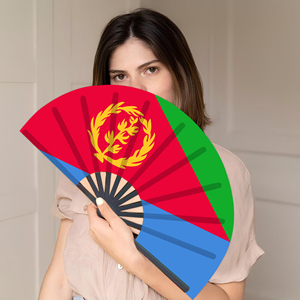 Abanicos Plegables de Bambú con la Bandera de Eritrea al por Mayor, Abanico de Mano para Carnaval, Boda, Festival, Fiesta, Agencia de Viajes - Product Image 5