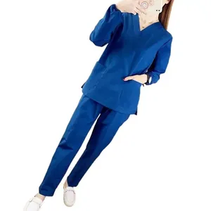 Giặt quần áo quần áo cotton phẫu thuật áo choàng tay áo phù hợp với nữ bác sĩ miệng làm đẹp bệnh viện quần áo làm việc - Product Image 2