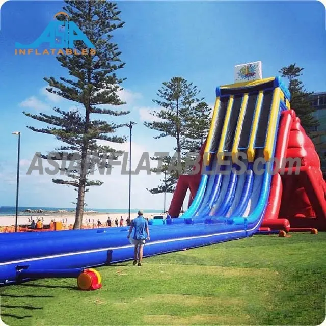 Longest 3 Lanes Inflatable Water Slide For Water Play , Outdoor Summer Biggest Inflatable Sea Beach Water Slide