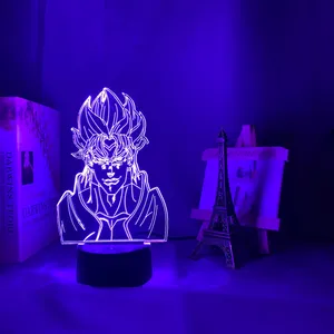 Akrilik gece lambası Anime JoJo tuhaf macera için yatak odası dekoru ışık dokunmatik sensör renkli masa Led gece lambası Dio şekil