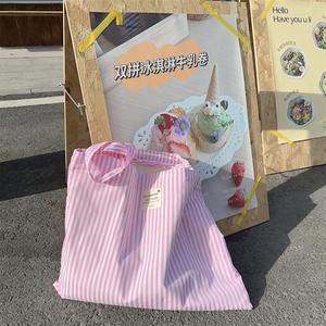 Produits très vendus, sac en toile rayé contrasté personnalisable, grande capacité, sac fourre-tout à bandoulière pour les voyages et le shopping - Product Image 6