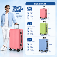 Ensemble de bagages rigides en aluminium de qualité supérieure avec cadre en aluminium, rayures verticales, double serrure TSA, roues pivotantes à 360°, tailles 20, 24 et 28 pouces
