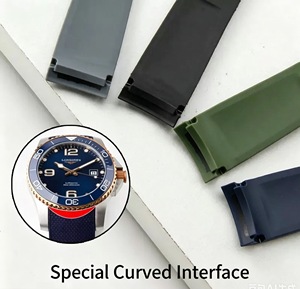 Correa de Silicona Curvada de 21 mm para Relojes Conques <span class=keywords><strong>HydroConquest</strong></span> L3.781 L3.742 V.H.P. Correa de reloj de buceo negra impermeable - Product Image 3