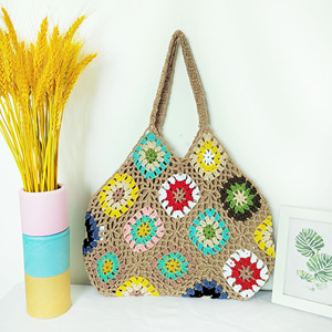 Grand-mère carré <span class=keywords><strong>Crochet</strong></span> fait à la main <span class=keywords><strong>sac</strong></span> à bandoulière fourre-tout d'été plage <span class=keywords><strong>sac</strong></span> à main - Product Image 6