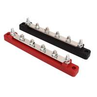 Barre de distribution de batterie noire et rouge DC 12V-48V 150A avec bornes M6 et 6 goujons pour camping-car, voiture, bateau