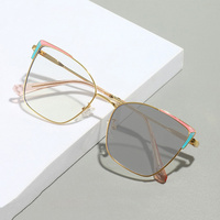 Gafas de ojo de gato con luz anti-azul, monturas de gafas ópticas de Metal a la moda para ordenador, gafas al por mayor, gafas para mujer