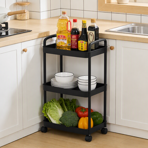 Carrito de Almacenamiento Rodante de 3 Niveles, Moderno y de Alta Calidad, con Estantes de Plástico para Frutas y Verduras - Product Image 1
