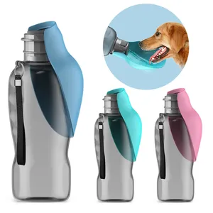 Botol air anjing dapat dilipat portabel kapasitas besar untuk hewan peliharaan anjing mangkuk minum perjalanan luar ruangan