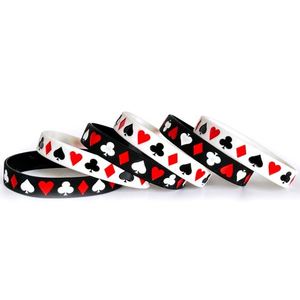 Bracelet de sport en silicone style poker avec motif de jeu de cartes de danse de rue, bracelet en caoutchouc rempli d'encre pour promotions - Product Image 3