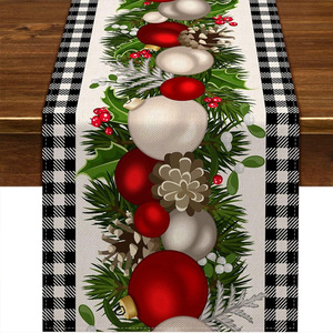 Mantel de mesa de lino de ganchillo estilo nórdico con patrón geométrico a cuadros, el más vendido transfronterizo para Navidad - Product Image 2