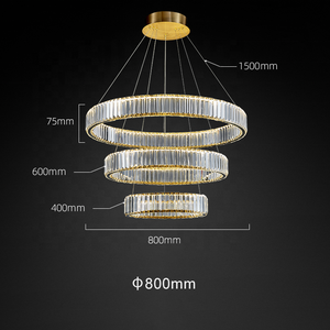 <span class=keywords><strong>Lampadario</strong></span> Circolare Moderno in Acciaio Inox con LED e Cristalli per Sala da Pranzo - Product Image 3