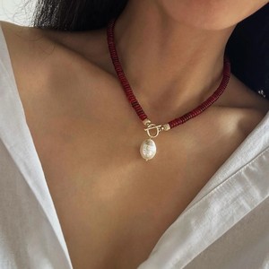 Collier ras du cou Aonaya avec pendentif en perles <span class=keywords><strong>de</strong></span> pierre naturelle cornaline et perles <span class=keywords><strong>de</strong></span> culture d'eau douce baroques 6*2mm - Product Image 6