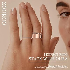CAIOOCHE Anelli Larghi di Lusso in Acciaio Inossidabile all'Ingrosso, Anelli Tripli <span class=keywords><strong>Oura</strong></span> Placcati Oro con Zirconi, Gioielli da Donna - Product Image 4