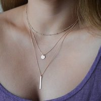 Collier multi-rangs pour femme, pendentif à 3 niveaux, chaîne longue, plaqué or, acier inoxydable, argent, zircon, perle - Accessoire de bijoux élégant