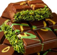 Barre de chocolat au pistache personnalisable, goût sucré, fabrication en gros pour solutions de marques d'entreprise, chocolat halal de Dubaï